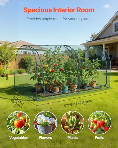 VEVOR Crop Cage, 8.1 x 3.9 x 3.9 ft Plant Protection Tent with Zippered Door, Wind-Resistant Tall Crop Cage, Easy to Install, Outdoor Raised Bed Cover with Frame, Plant Netting for Garden Patio Lawn - style: 8.1 x 3.9 x 3.9Ft-Arch