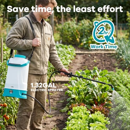 1.32 Gal Battery Powered Sprayer, with Adjustable Shoulder Strap - size: 1.32 Gal