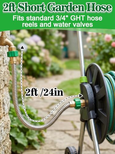 MADHOLLY 2ft Short Garden Leader Hose with Female to Female Connector (Pack of 2) - size: 2 FT (Pack of 2)