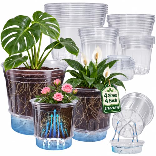 Bluepro Self Watering Pots for Indoor Plants, 10/8/6.5/5 Inch, 16-Pack - size: 5/6.5/8/10 Inch-16Pcs