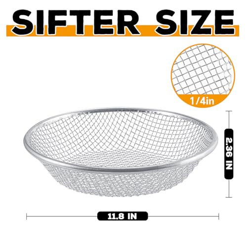 Sifter.Size 1/4" Mesh Soil Sifter Sieve - Heavy Duty Galvanized Screen for Compost, Dirt, Rocks, Gravel & Garden - Fits 5 Gallon Bucket, Rust-Resistant - Composting & Sifting Tool - style: 1/4 In
