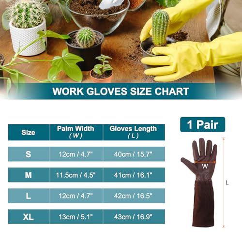 MECCANIXITY Leather Gardening Gloves for Women and Men, Thorn Proof Rose Garden Glove Long Sleeve Working Gloves for Digging - color: Brown-dark Brown, size: Small
