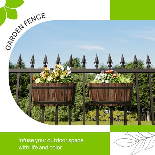 2Pack Wood Fence planters Window boxes planters Railing planter box porch - color: Carbonized-2pcs, size: Small