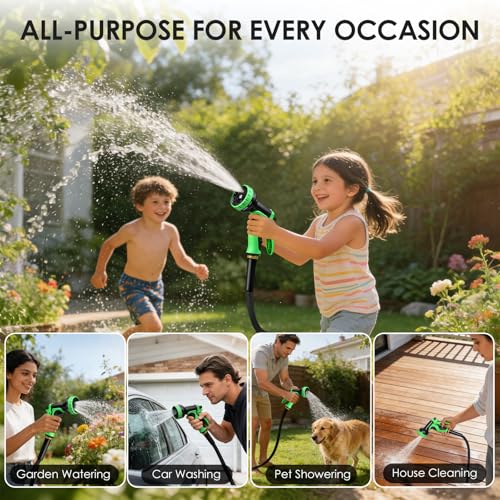 Garden Hose 100 FT, Lightweight Water Hose with 10 Function Nozzle - size: 100FT