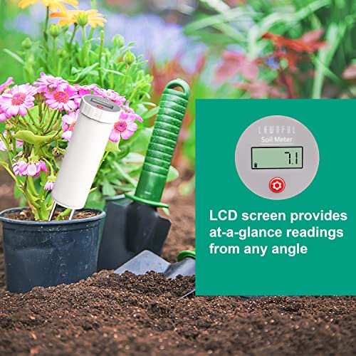Digital Soil pH Meter, Industrial Grade Soil pH Tester with Calibration-Free LCD Display, High Accuracy Soil pH Pen, Soil pH Monitor for Garden, Lawn, Plant (White)