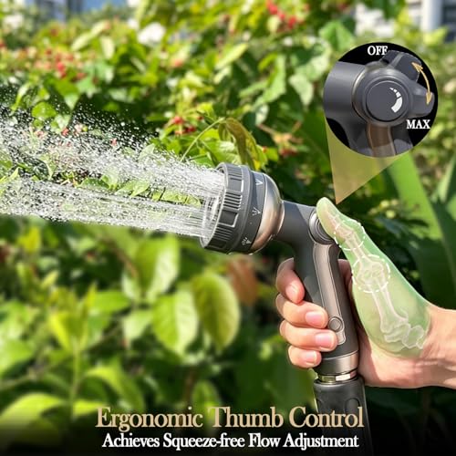 Garden Hose Nozzle Heavy Duty Metal Water Hose Sprayer - color: Black Gray