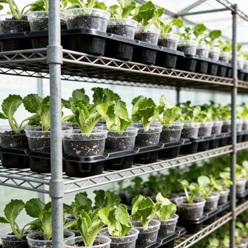 homenote 5 Pack 12 Cell Seed Starter Trays with 60 4 Inch Nursery Pots - size: 4 Inch, style: 5 Pack Seed Starter Tray+Nursery Pots