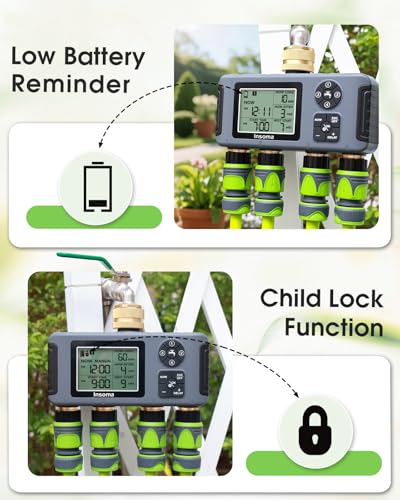 Insoma 4-Zone Water Timer for Garden Hose, Brass Inlet & Outlet - size: 4 Zone-Brass Inlet Outlet