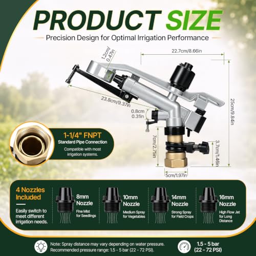Maxcheck 1 Pcs 1-1/4" Agriculture Farm Irrigation Sprinkler Spray Gun Head - size: 1-1/4"