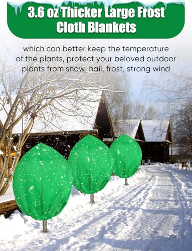 LCHUANG 2Pack Winter Plant Covers Freeze Protection - 90" x 63" Extra Large Frost Blankets for Plants Tree Shrubs Cloth Anti-Freeze Protector Drawstring Bags Jacket for Outdoor Plants (3.2 oz/yd²) - size: 90"H x 63"W/2PACK/Green