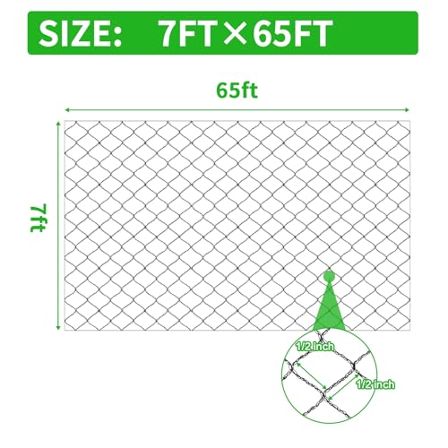 Deer Fence Netting 7.5x65 FT, Heavy Duty Bird Netting for Garden - size: 7.5x65FT-1/2inch