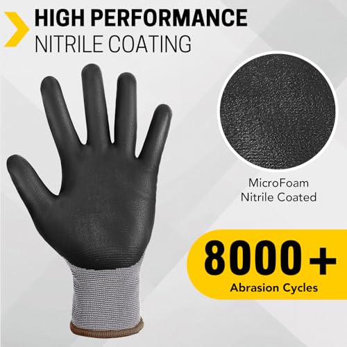 FURWEY Work Gloves, 16/32Pairs Nitrile, Seamless Nylon Knit - color: Black Gray, size: Large