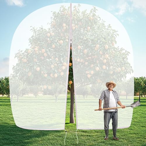 12.6 * 12FT Large Fruit Tree Netting, Tree Nets for Fruit Trees with Zipper and Drawstring, Insect Netting Barrier for Garden Blueberry Bushes Cherry Peach Apple Protection from Squirrels Birds Pests - size: 12.6FT x 12FT