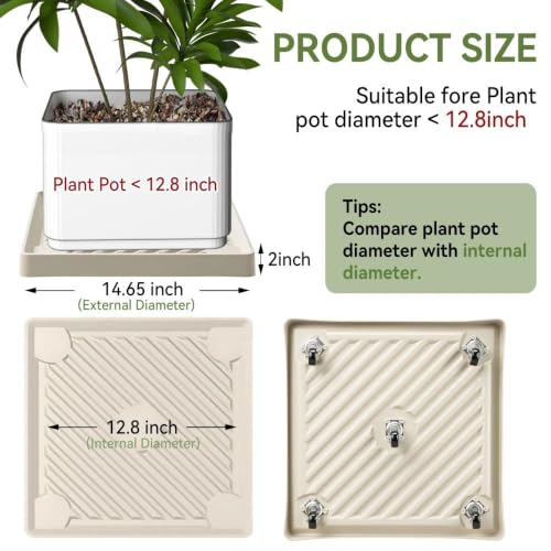 12.2" SquarePlant Caddy Beige with Hidden Wheels & Garden Tools Set - size: 12.2 Inch - Beige (1 Pcs)