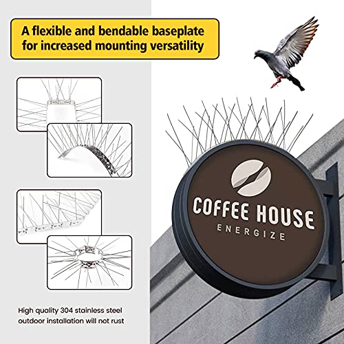 KKY 48 Pack Bird Spikes-13 inch Anti-Bird Nails Repellent Metal Deterant Spinners for Pigeon and Other Small Birds 51.9 Feet - size: 51.9 Feet