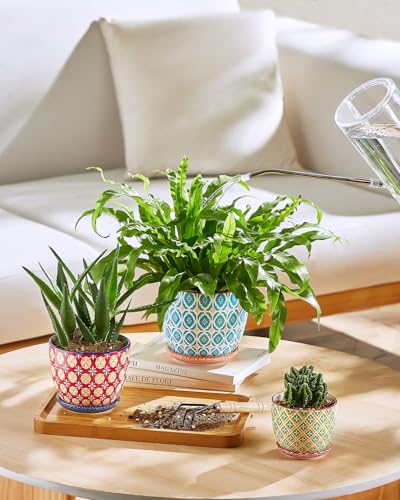 Metahom 5.8 Inch Ceramic Plant Pots, Colorful Flower Pots Set of 4 - size: 5.8 inch