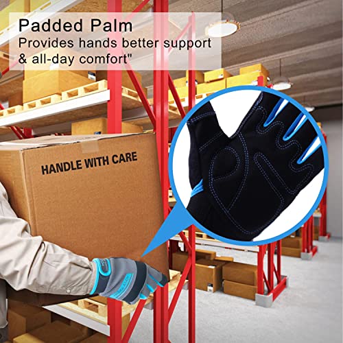 AIGEVTURE Safety Work Gloves Mens & Women, Light Duty Mechanic Gloves Touch Screen, Gardening Work Gloves with Grip,High Dexterity - color: Blue, size: Medium (Pack of 1)