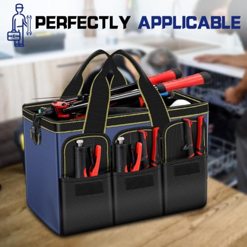 AIRAJ Tool Bag 2-Pack Set, 14" & 16" Wide Mouth Tool Bags for Men and Women - size: 14"+16"