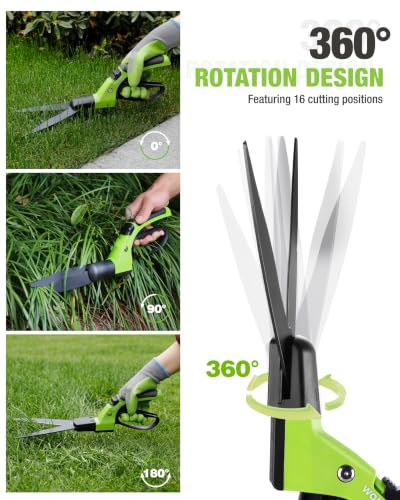WORKPRO Grass Shears Handheld, Grass Clippers with 360 Degree Swivel Blades