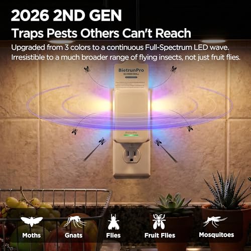 2 Flying Insect Traps+10 Refill Cartridges, 2026 2nd Gen, UV/Blue/Yellow Light Plug in Fly Trap & Indoor Bug Catcher for Gnats, No-Mess Bug Zapper, House & Fruit Flies, 7 * 24hrs Pest Control