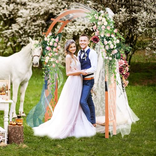 Giantex 7.7FT Wooden Garden Arbor Trellis, Wood Wedding Arch for Ceremony - color: Walnut Brown, size: 52''W x 93''H