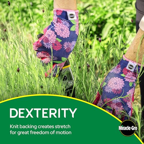 Miracle Gro Women's Nitrile Coated Grip Floral Pattern Gardening Work Gloves - size: Medium (3 Pack)