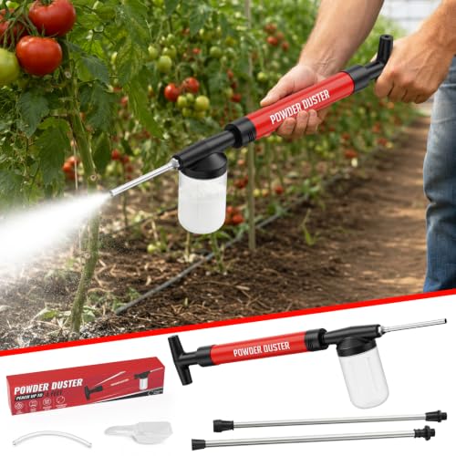 Diatomaceous Earth Duster, Up to 4 FT Telescopic Powder Duster Applicator - color: Red