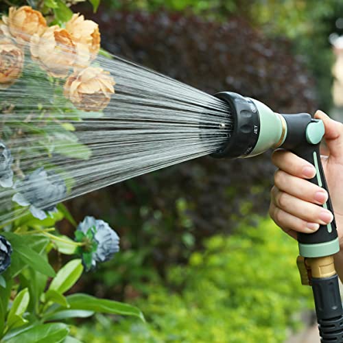FANHAO Heavy Duty Garden Hose Nozzle, Metal Hose Sprayer Easy Thumb Control - color: Light Green