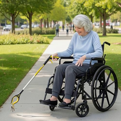 RMS 2-Pack 32 Inch Extra Long Grabber Reacher with Rotating Jaw (Yellow) - color: Yellow
