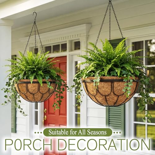4 Pack 12 Inch Hanging Planters for Outdoor Plants