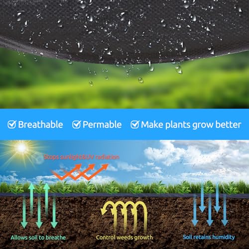 4ft x 100ft Durable Weed Barrier Fabric, 3.2oz Heavy-Duty Landscaping Fabric, Permeable Ground Cover for Garden, Lawn, and Outdoor Projects, Easy to Install, with 30 Staples - size: 4ft x 100ft