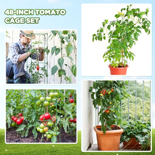 Menkxi 8 Pack 48 Inch Square Tomato Cages for Garden Heavy Duty Plant Cages