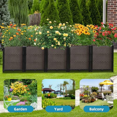 Large Raised Planter Box Outdoor Self Watering 78.7"x15.7"x19.7", Deep Raised Garden Bed - Elevated Garden Box with Drainage Plug, Rectangular Garden Planter Perfect for Patio Balcony Deck - size: L 79"xW 16"xH 20"