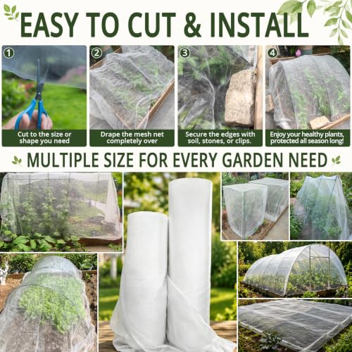 8x25Ft Garden Netting, Fine Mesh Insect Netting for Plant Protection - size: 8Ft x 25Ft