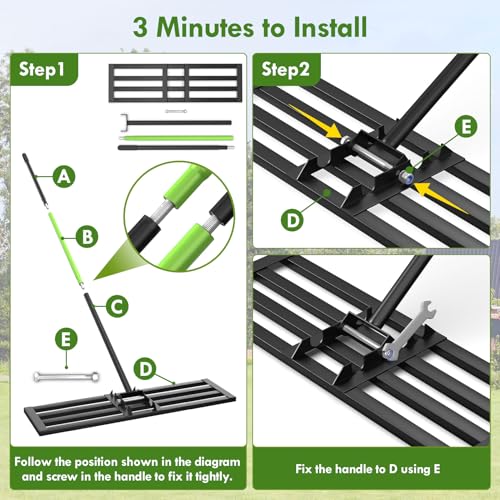Seeutek Lawn Leveling Rake, 45" x 10" Heavy Duty Ground Leveler - size: 45"*10"