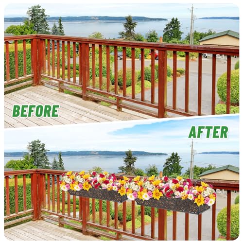 Geetery 6 Pack Window Railing Planter with Coconut Liner 30'', Vivid - style: Vivid
