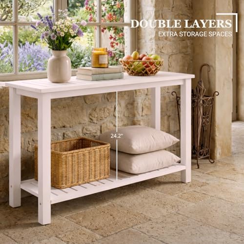 48" Narrow Outdoor Console Table - color: Whitewash