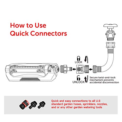 Eden 96216 Heavy Duty Turbo Oscillating Sprinkler, Covers Up to 4,900 sq. ft., 20 Precision Nozzles, Aluminum Base, Flow and Width Control, Adjustable Range, Quick Connects, Filters - style: With Triple Nozzle Switches