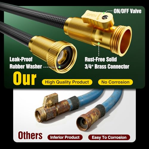 Garden Hose 25 ft Non-Expandable, Flexible Water Hose, Lightweight Hose with 10-Function Nozzle for Yard, Portable, Leak Proof, All-Weather Water Pipe for Outdoor, Car Wash, RV, Lawn - size: 25FT