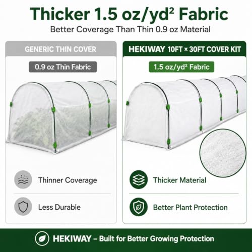 10 FT x 30 FT Frost Cloth Kit with 6 Garden Hoops - size: 10Ft x 30Ft 1.5oz/yd²