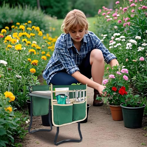 YBB 2 Pack Garden Pouches for Kneeler, Portable Tool Storage Bags Oxford Multiple Storage Pockets Organizer for Outdoor Gardening Kneeling Stool