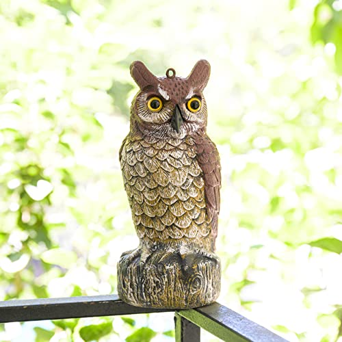 Plastic Fake Owl 11 Inch Decorative Owl Bird Scarecrow, Plastic Owls are Natures Enemy pest Repellent for Outdoor Gardens,Homes& Halloween