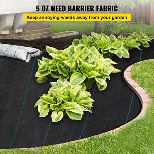 VEVOR Weed Barrier Landscape Fabric, Heavy Duty 5x250FT 5oz Woven Garden Fabric Weed Barrier, Weed Control Fabric Ground Cover, Geotextile Fabric, Weed Block Gardening Mat, Driveway Fabric Landscaping - size: 5FT*250FT-5OZ, style: Woven