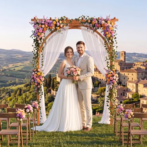 Giantex 85'' Wooden Garden Arbor Trellis, Wedding Arch for Ceremony - color: Walnut Brown, size: 63"W x 85"H