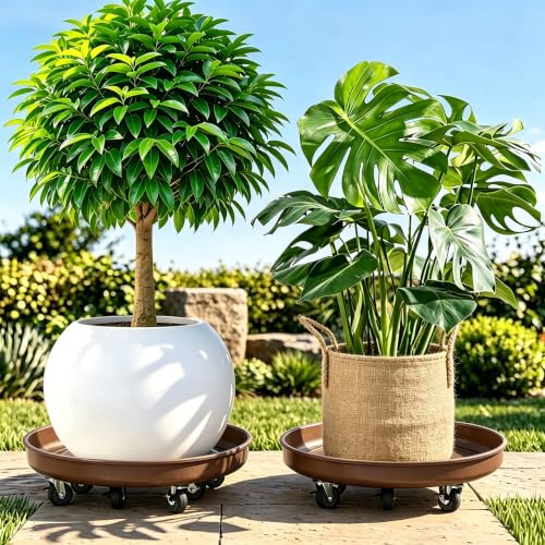 Plant Caddy With Wheels 16" Metal Plant Saucers for Indoors 420 Lb Capacity - size: 1 PACK 16 INCH