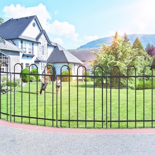 30” x 16’ Outdoor Metal Garden Fence, No-Dig Dog Fence Panels with Stakes - size: Multi Arch 30″H x 16ft (8Panels)