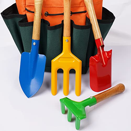 Kidz Gardening Set -Real Metal Gardening Tools Kit for Childrenz Includes Sturdy Shovel,Rake,Fork,Trowel,Kidz Garden Kit with Sun Hat,Apron,Gloves,Tote Bag,Sprayer and Bucket,Outdoor Gardening Gifts - style: Garden