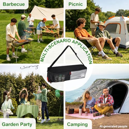 Grill Tool Organizer, BBQ Tool Storage Bag with Pockets- 20" Heavy-Duty Storage Bag Waterproof 600D Oxford, Folding Design Gift for Camping, Tailgates, Outdoor BBQ Parties (20" Lx6 Wx5 H) - style: (20" Lx6 Wx5 H)