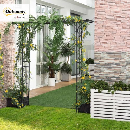 Outsunny 82'' Decorative Metal Garden Trellis Arch Durable Steel Tubing