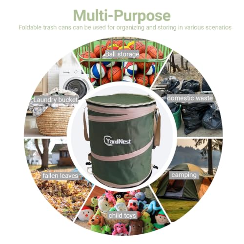 42 Gallon Collapsible Pop-Up Trash Can,Leaf Bag,22"x26",Green